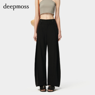 deepmoss 饰贴条廓形香蕉裤 潮流复古优雅女装 装 气质休闲裤 时尚