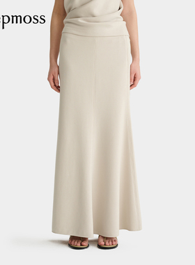 【deepmoss】2025秋冬新款女士设计感波纹下摆空气层长半裙鱼尾裙