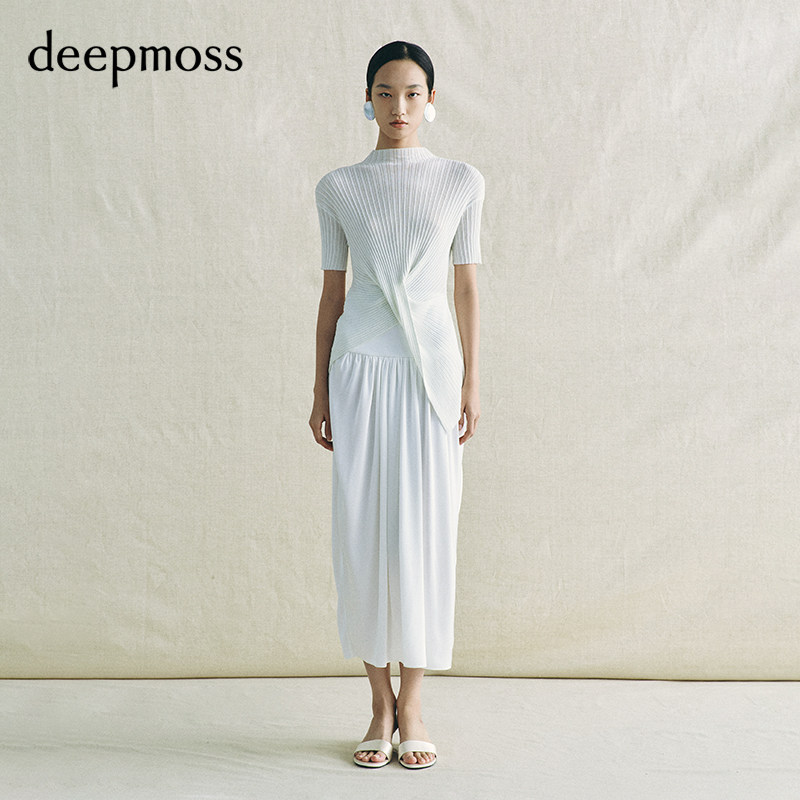 【deepmoss】2026春夏新品晴空烫银纽结上衣针织短袖T恤