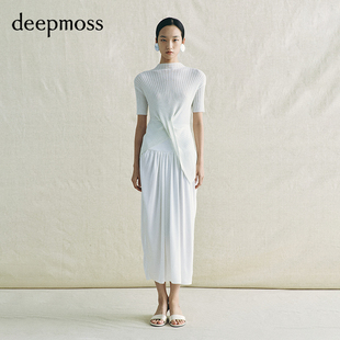 【deepmoss】2026春夏新品晴空烫银纽结上衣短袖