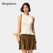 休闲精致手工打揽收腰显瘦背心 时尚 deepmoss 优雅复古潮流女装