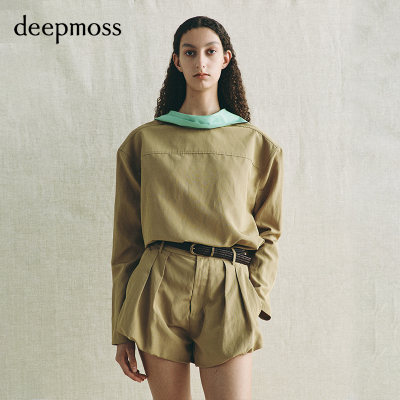 deepmoss湖水松木扭领上衣