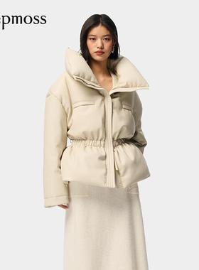 【deepmoss】设计师女装收腰翻领收腰90绒鹅绒羽绒服外套
