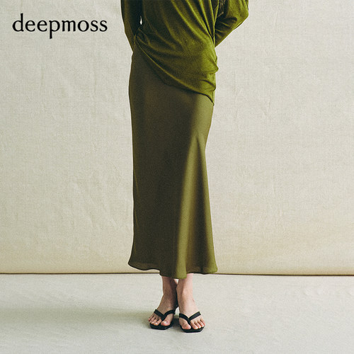 deepmoss苔色鱼尾裙半裙