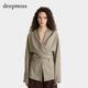 衬衫 燕麦色交叠收腰连袖 deepmoss 2025秋冬女士设计感时尚