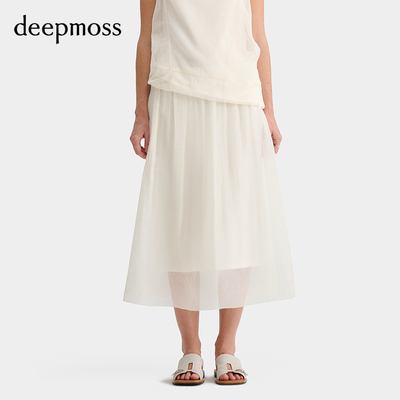 deepmoss云母白柔纱层叠半裙