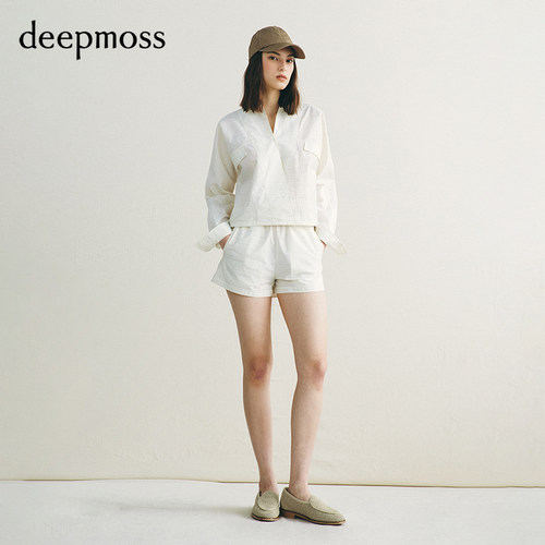 deepmoss肌理感交叠领结构衬衫