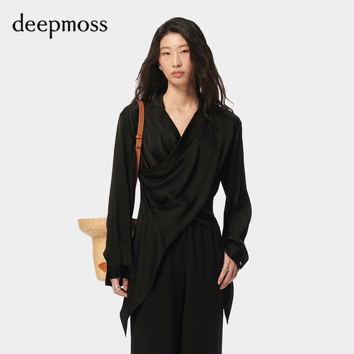 deepmoss时尚优雅垂坠交叉上衣