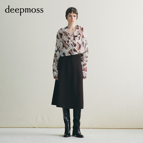 deepmoss绛红风琴半裙