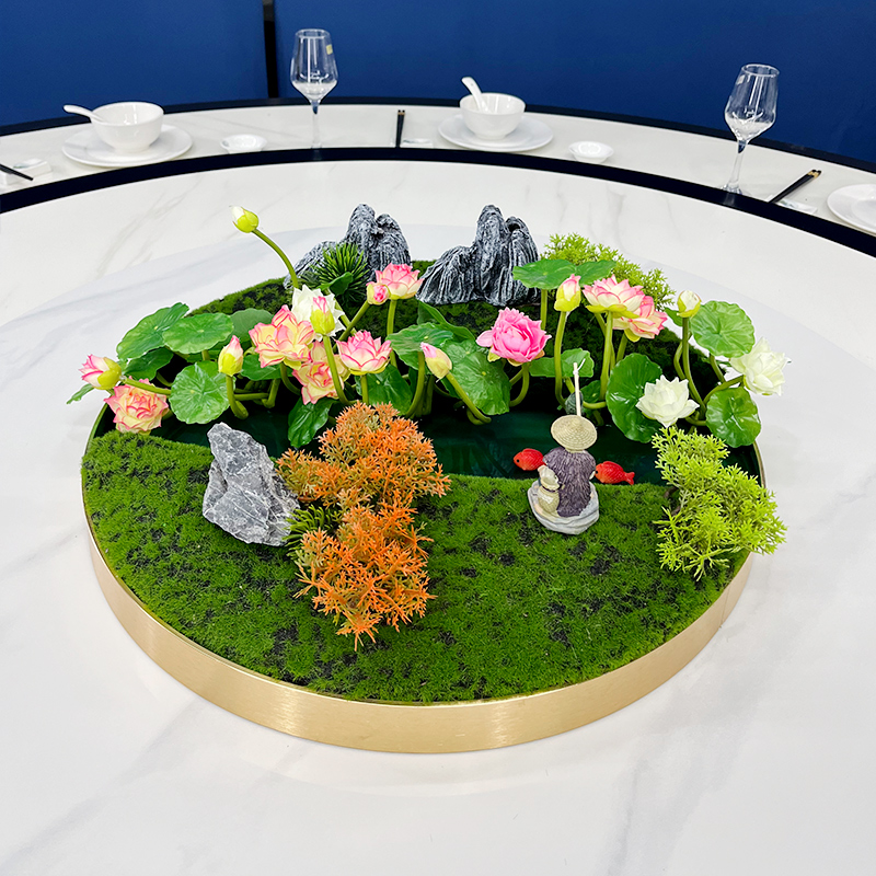 荷花仿真花餐厅景观装饰餐桌花