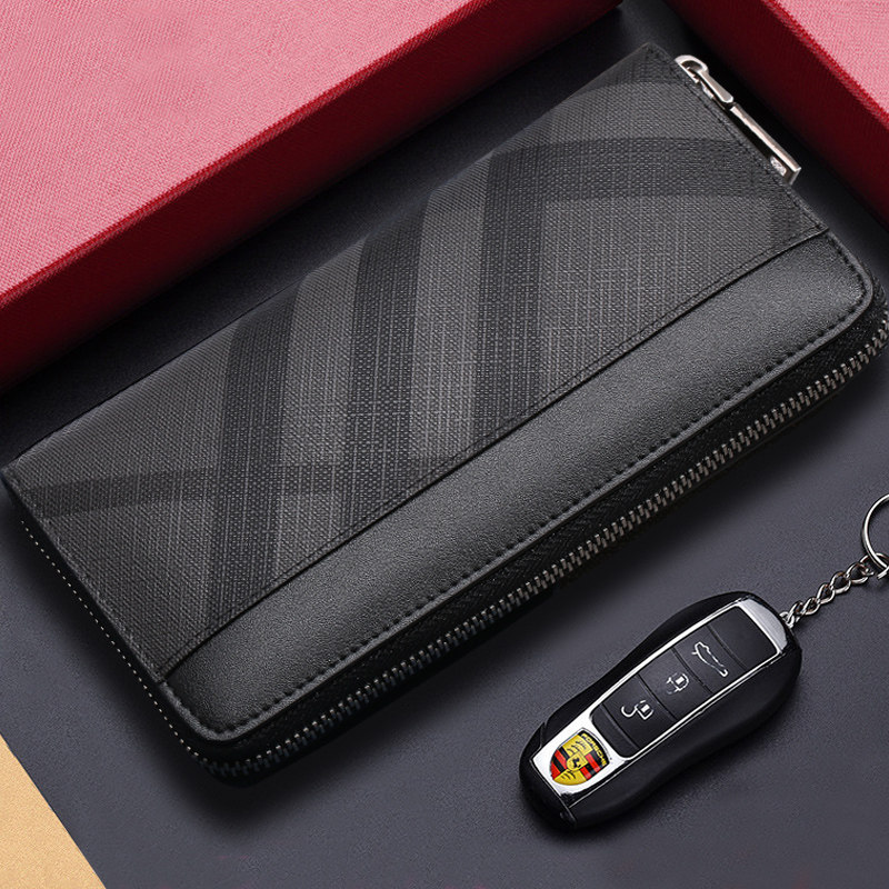 真皮中长款钱包男2020新款拉链钱夹商务皮夹手拿男士包包潮牌经典