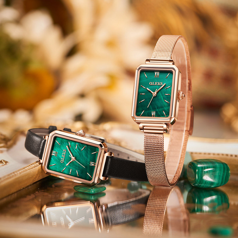 郑爽同款手表女简约气质高中学生正品名牌防水复古轻奢女士小绿表
