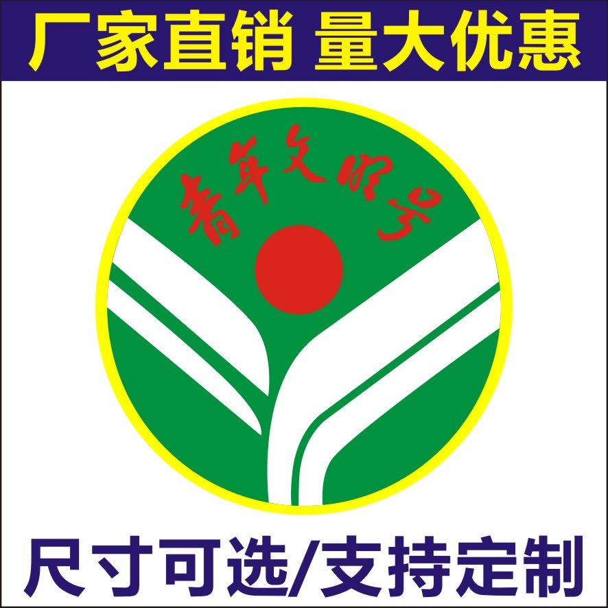 诗束 青年文明号标志不干胶贴纸 圆形 多种尺寸可选 3