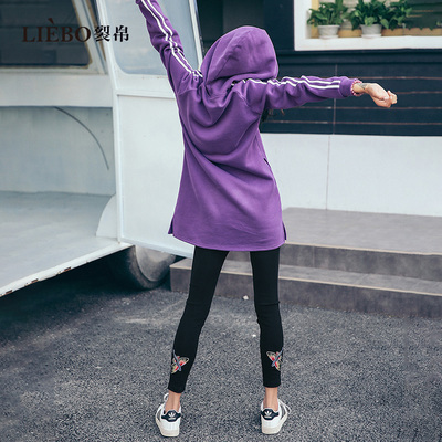 裂帛原创设计国风刺绣黑色打底裤