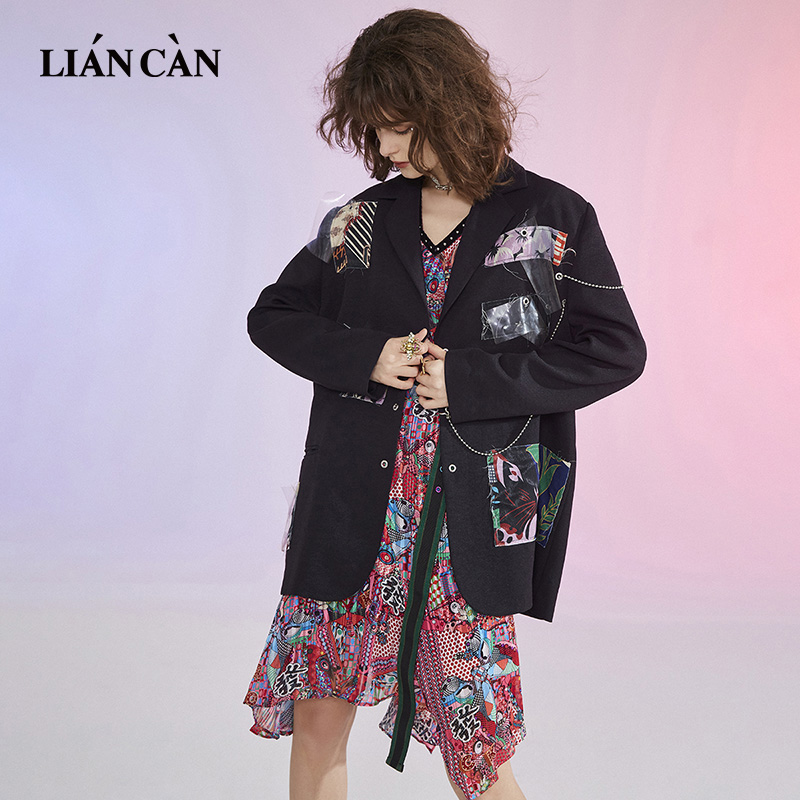 莲灿outlets年夏新款商场同款印花透明膜贴片西服外套71AN268006