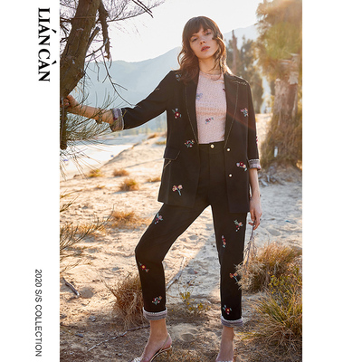 莲灿裂帛春季新休闲直筒遮肉百搭个性小众通勤梭织黑色九分裤