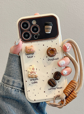 卡巴顿 适用苹果15手机壳新款16pro翻盖支架带镜子iphone17promax女13创意14pro挂绳12全包防摔11超好看plus