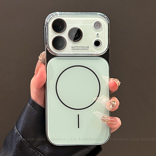 适用苹果17promax手机壳17pro新款16pro磁吸绿色电镀玻璃iphone15pro镜头全包防摔14pro男女情侣13小众高级感