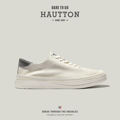 HauttonJeans透气小白鞋