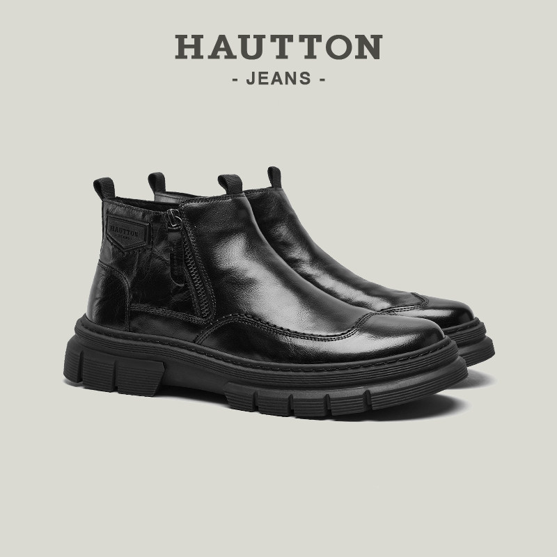 【陈立农同款】黑色马丁靴男皮靴