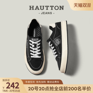 男款 复古百搭板鞋 2025新款 透气帆布鞋 男 夏季 HauttonJeans黑色布鞋