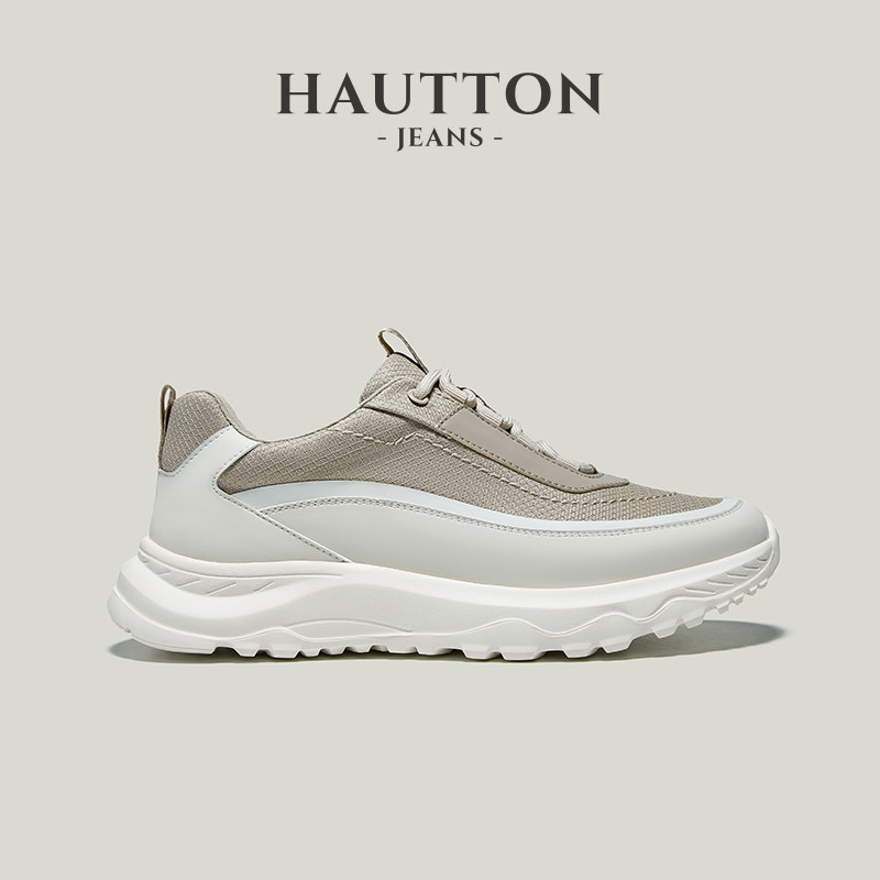 HauttonJeans软底透气网面运动鞋男2026新款轻便百搭休闲跑步男鞋