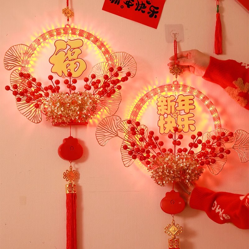 2025过年新年蛇年春节装饰喜庆花环中国结挂件客厅高档年宵花挂饰