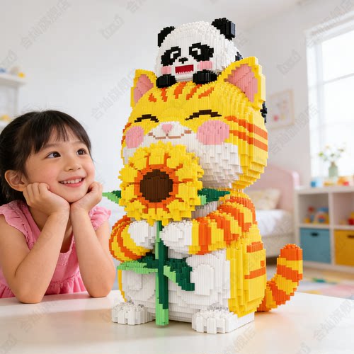 【超大招财猫】积木玩具招财礼物