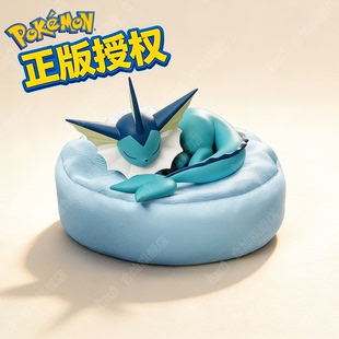 正版精灵宝可梦水伊布睡姿系列潮流盲盒神奇宝贝车载玩偶手办公仔