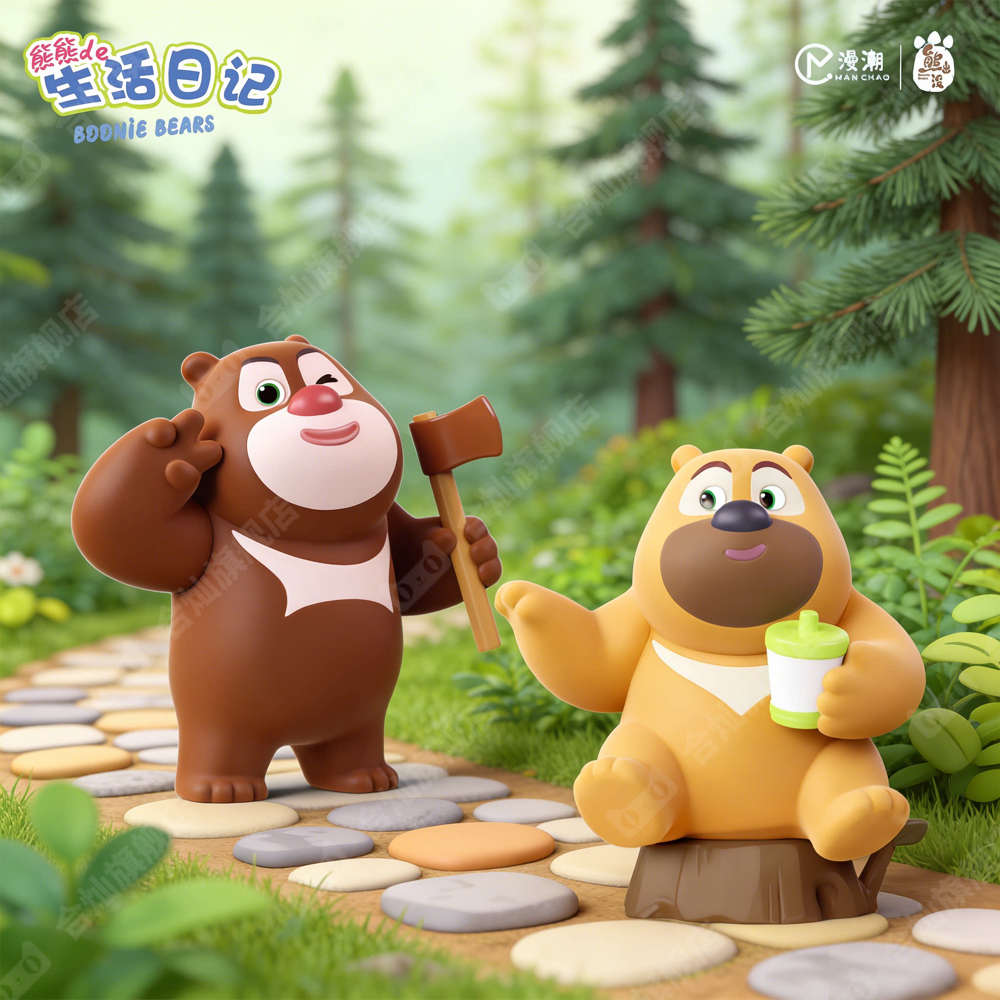 正品熊出没盲盒熊大熊二潮玩公仔车载桌面摆件玩具女生日礼物学生