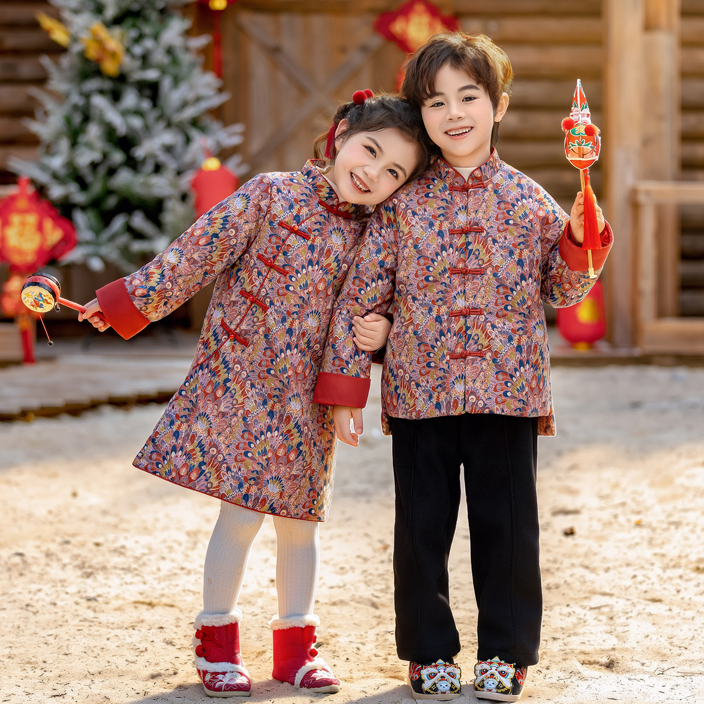 男童汉服拜年服冬季加厚儿童过年服女童女宝年服唐装男宝喜庆服装,童装/婴儿装/亲子装,唐装,淘宝优惠券,粉丝福利购,淘宝优惠卷