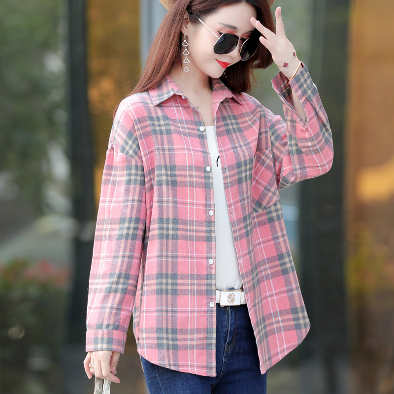 秋季上衣女装新款韩版大码衣服休闲格子衬衫百搭外套春秋装上衣怎么样,好用不?