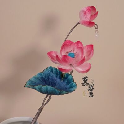 水芙蓉|非遗绒花diy材料包免劈丝新手含课程慕容意汉服配饰配件