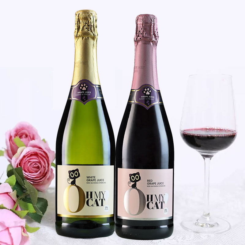 西班牙欧米猫无醇起泡酒无酒精脱醇甜白甜红葡萄汁饮料高起泡气泡
