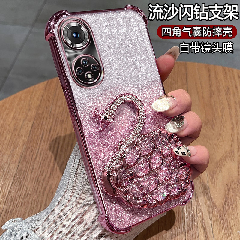 华为hinova9手机壳流沙闪钻支架