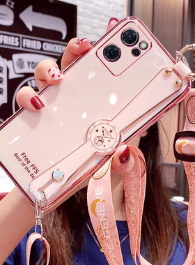 适用opporeno7手机壳reno7pro腕带保护oppo硅胶套5G全包防摔opporeon软壳reon网红女oppreno新款75g斜挎挂绳