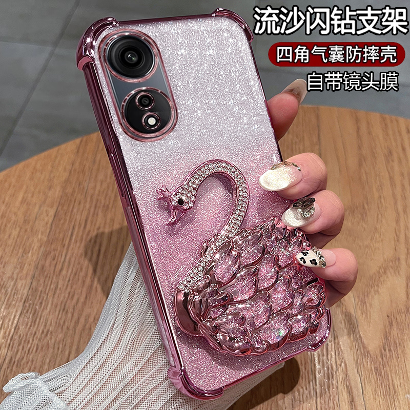 oppoA1手机壳带流沙闪钻支架