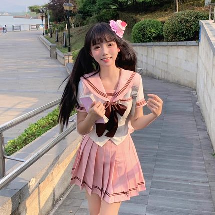 【御茶家小巧莓】夏日JK收腰水手服套装日系学院风校供制服百褶裙