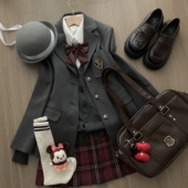 御茶家三粒扣秋冬jk百搭西装 御凛高JK黑色西服 外套学院制服