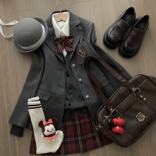 外套学院制服 御茶家三粒扣秋冬jk百搭西装 御凛高JK黑色西服