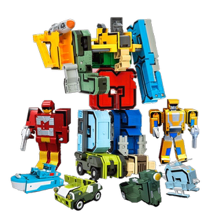 儿童玩具男孩益智拼装积木10个数字变形战队金刚26字母六一节礼物