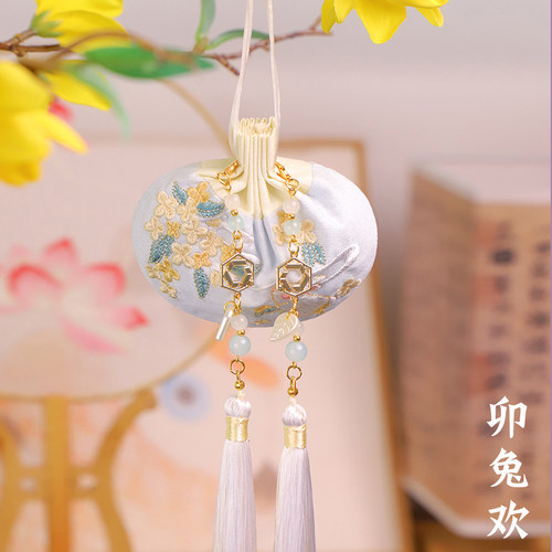兔子桂花刺绣香囊空袋古风送女生