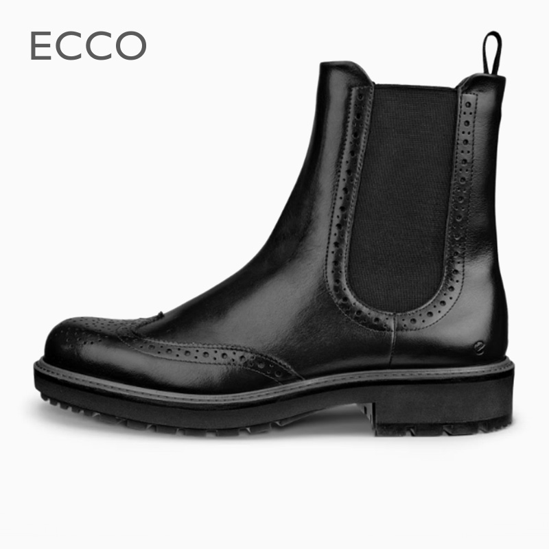 ECCO爱步25款女鞋切尔西靴雕花中筒鞋英伦风复古时尚 232883代购