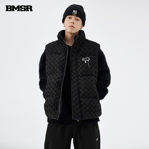 BENMYSHOWER(BMSR)国潮美式复古编织格纹棉马甲时尚潮牌情侣秋冬