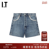 rag 新款 bone女装 毛边牛仔短裤 时髦复古钻饰直筒裤 EJP900XP