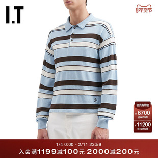 IT JW Anderson男装polo领条纹针织衫新款时尚复古薄毛衣152157MQ