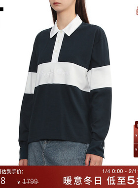 IT rag & bone女装polo领长袖上衣新款清新时尚拼色上衣RE0D25XP