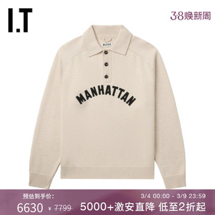 IT BODE男装polo领针织衫新款简约文艺翻领羊毛衫毛衣4KT008MN