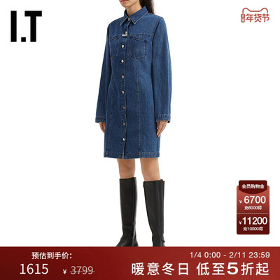 ITCLOSED长袖牛仔连衣裙