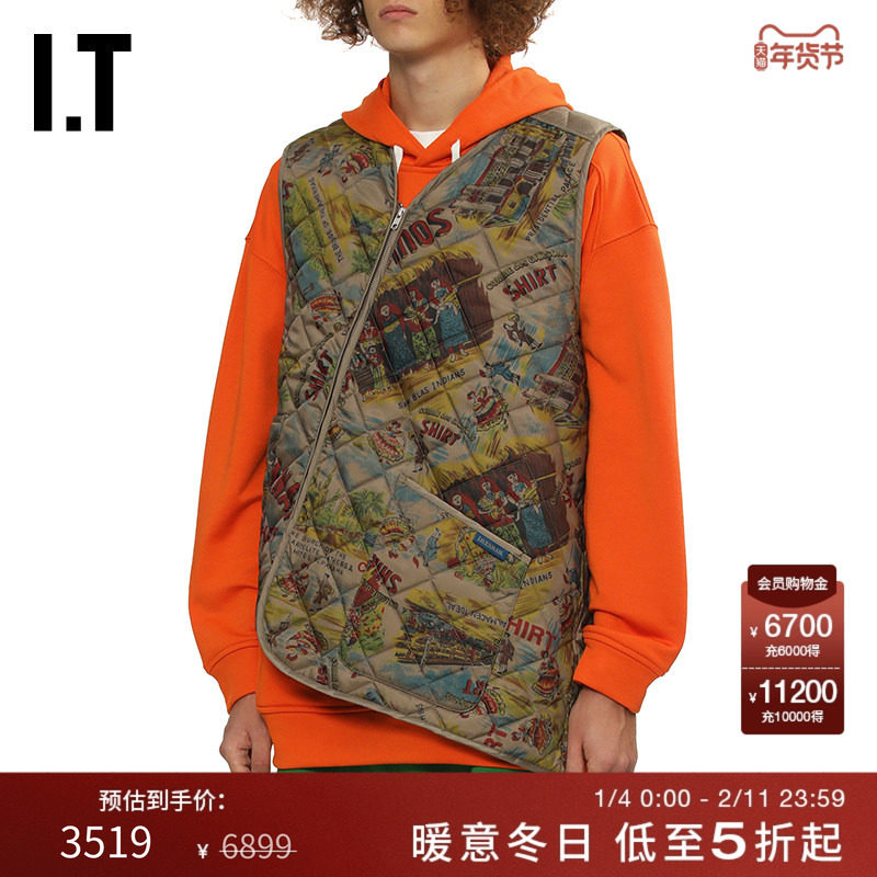 IT CDG COMME des GARCONS SHIRT男装不规则斜拉链绗缝马甲外搭,男装,常规马甲,淘宝优惠券,粉丝福利购,淘宝优惠卷